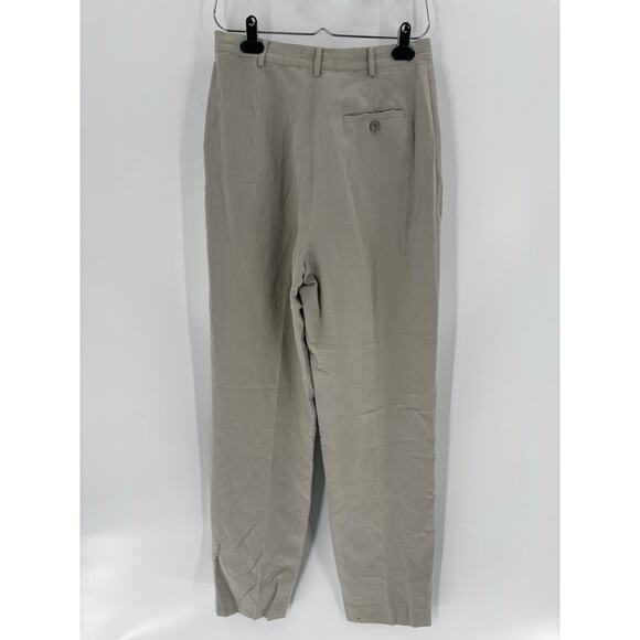 Vintage Ralph Lauren Pants Suit Womens 8/10 Gray Silk Linen 90s Pockets Pleated - Picture 10 of 16